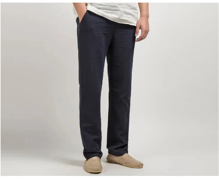Heren Linnen Broek Relaxed Rechte Pasvorm Ademend Lichtgewicht - Image 5