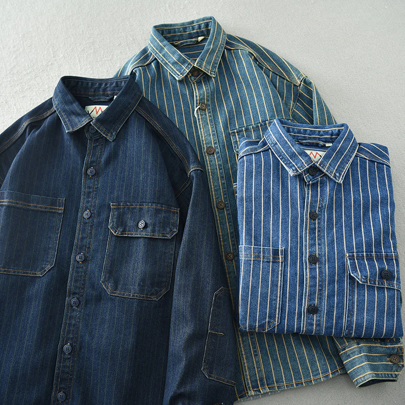 Heren Overhemd Vintage Katoen Met Knoopsluiting - Image 6