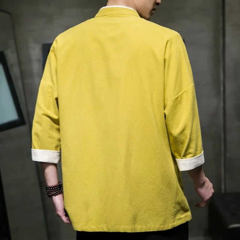 Heren Overshirt Japanse Stijl Katoen en Linnen - Image 7
