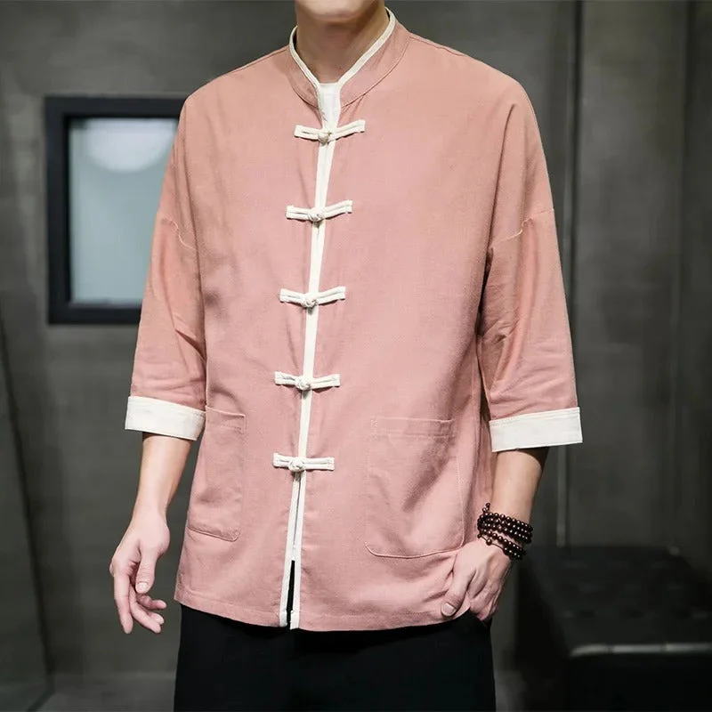 Heren Overshirt Japanse Stijl Katoen en Linnen - Image 8