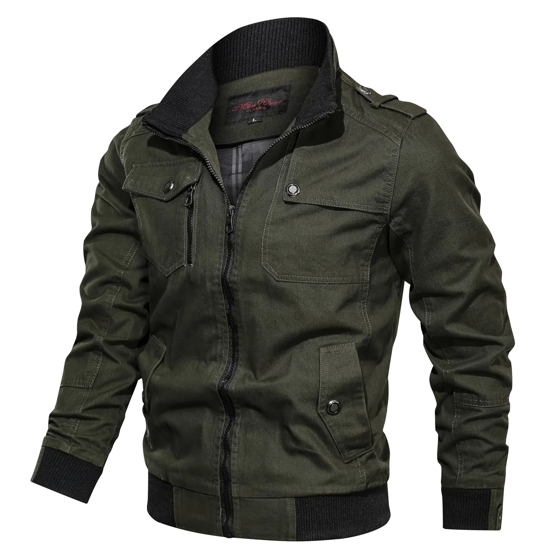 Heren Oversized Jas met Staande Kraag en Ritszakken - Image 4