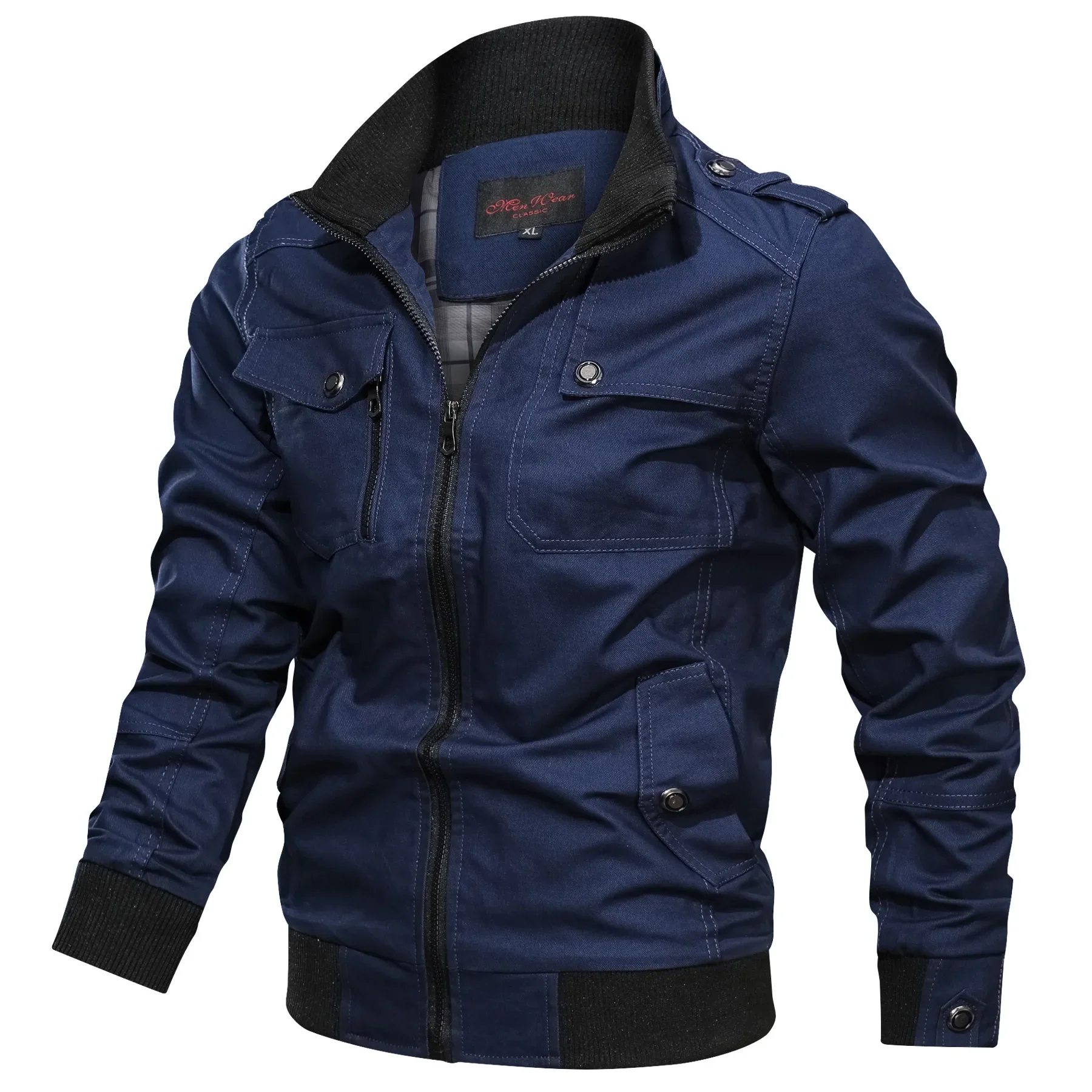 Heren Oversized Jas met Staande Kraag en Ritszakken - Image 7