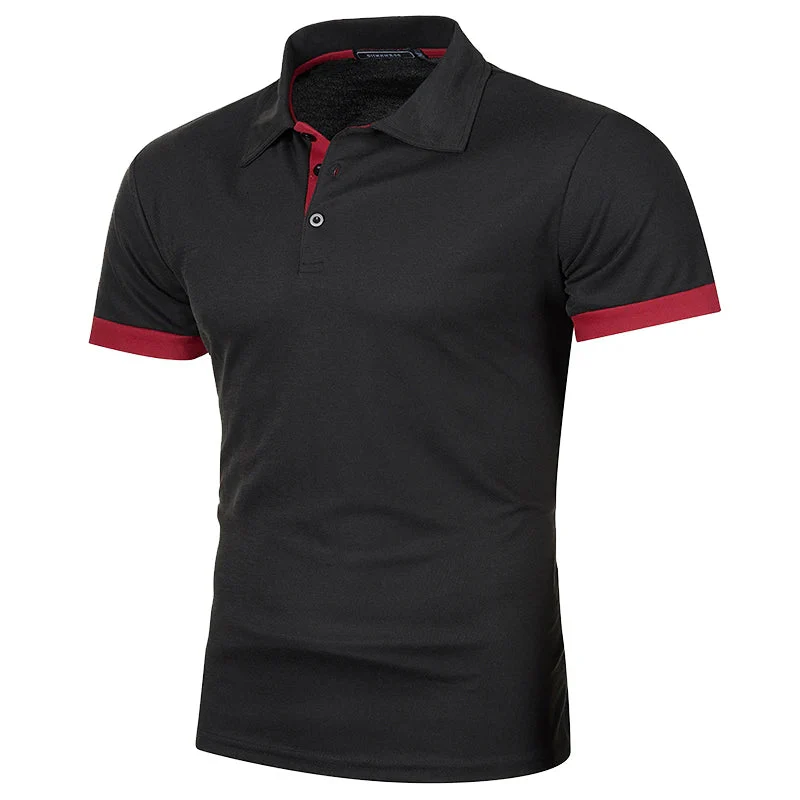 Heren Polo Shirt Korte Mouwen Contrastkleur Casual