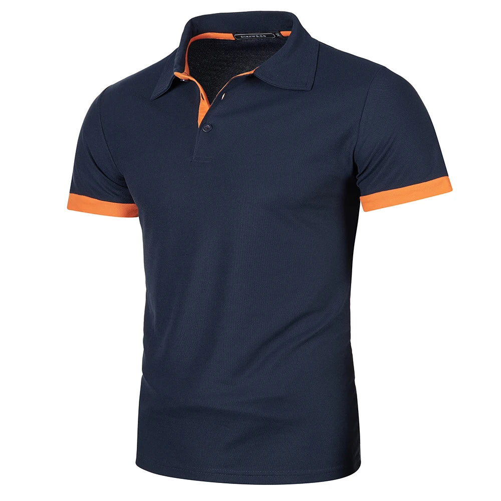 Heren Polo Shirt Korte Mouwen Contrastkleur Casual - Image 2