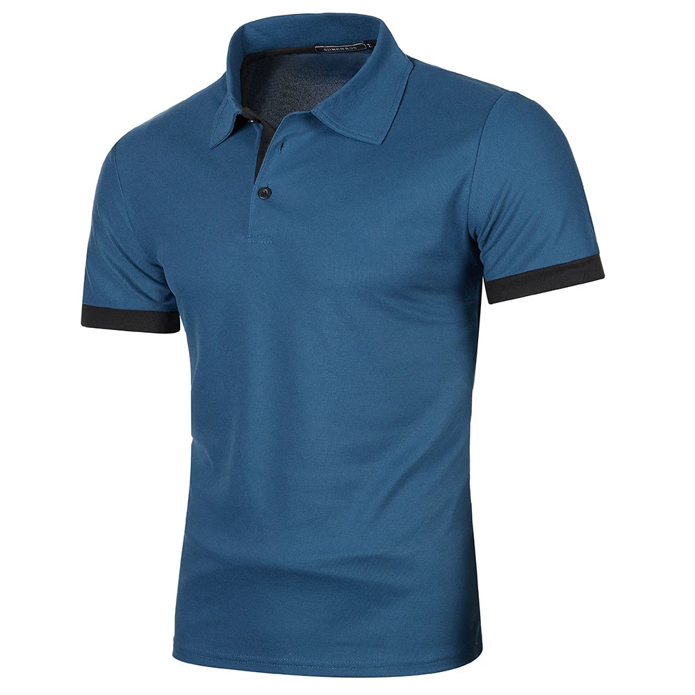 Heren Polo Shirt Korte Mouwen Contrastkleur Casual - Image 3