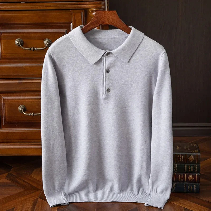 Heren Polo Shirt Lange Mouw Rambouillet Wol Casual Fashion - Image 3