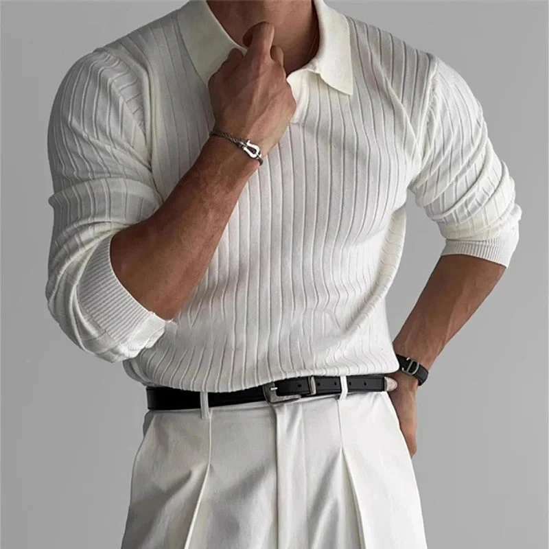 Heren Polo Shirt V-Hals met Lange Mouwen - Image 2