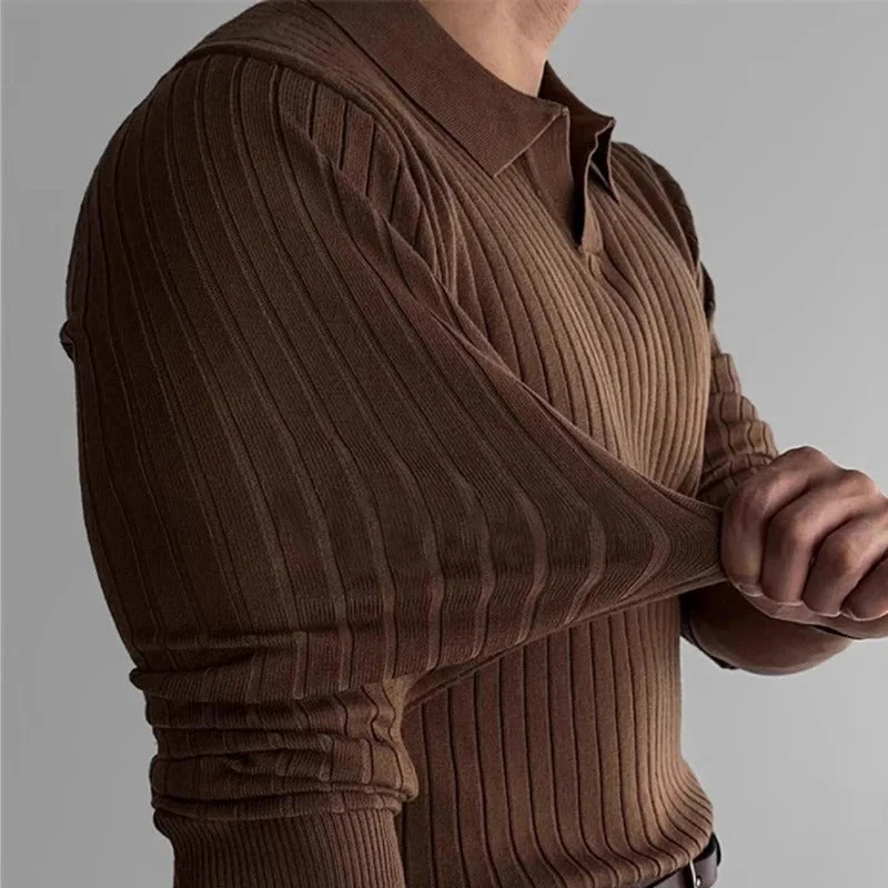Heren Polo Shirt V-Hals met Lange Mouwen - Image 5