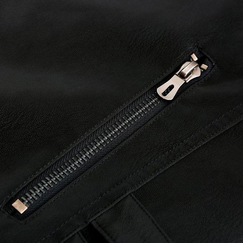 Heren PU Leren Jas met Rode Accenten - Image 6
