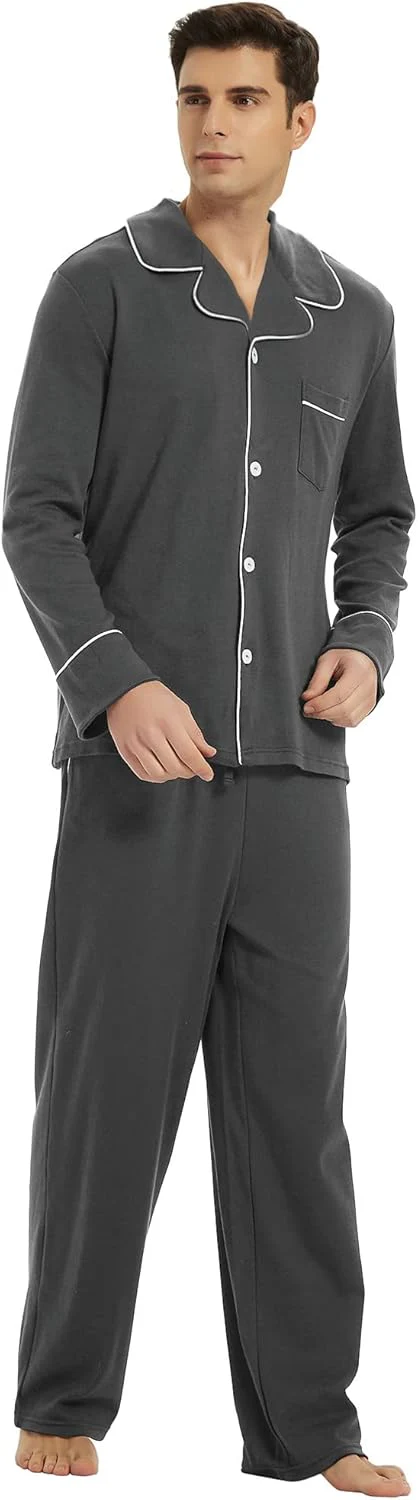 Heren Pyjama Set Lange Mouwen Klassiek Met Zijzakken - Image 6