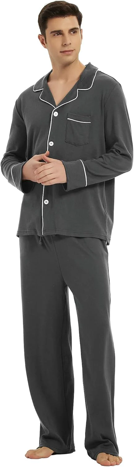 Heren Pyjama Set Lange Mouwen Klassiek Met Zijzakken - Image 8