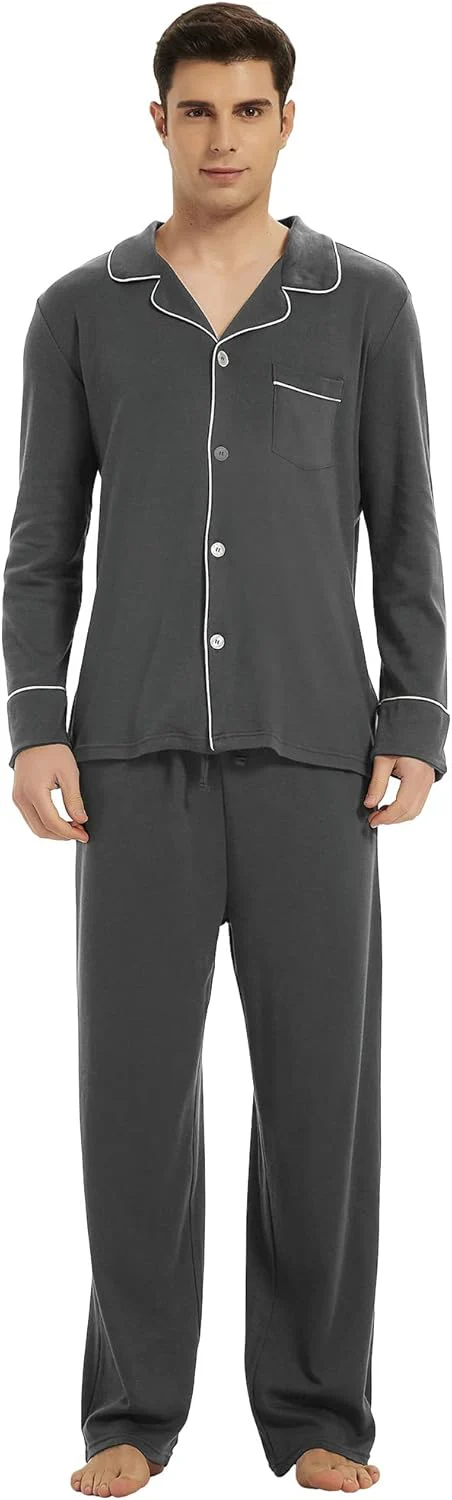 Heren Pyjama Set Lange Mouwen Klassiek Met Zijzakken - Image 9