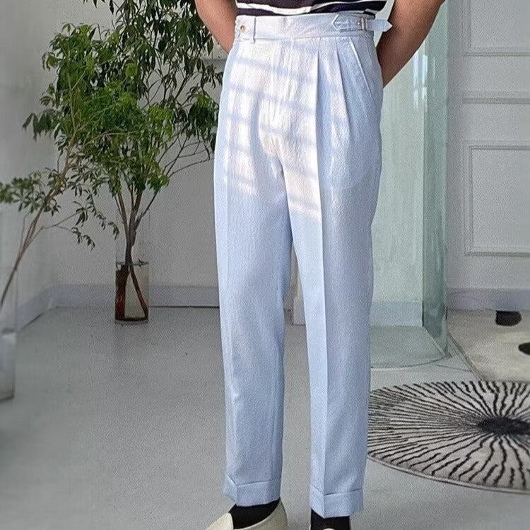 Heren Rechte Broek met Hoge Taille en Plissé Voorkant - Image 3