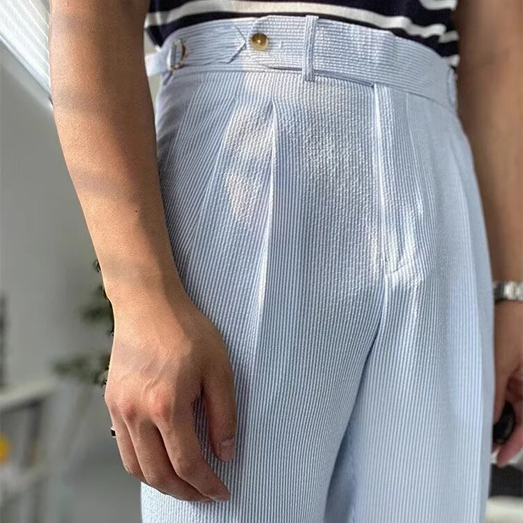 Heren Rechte Broek met Hoge Taille en Plissé Voorkant - Image 4
