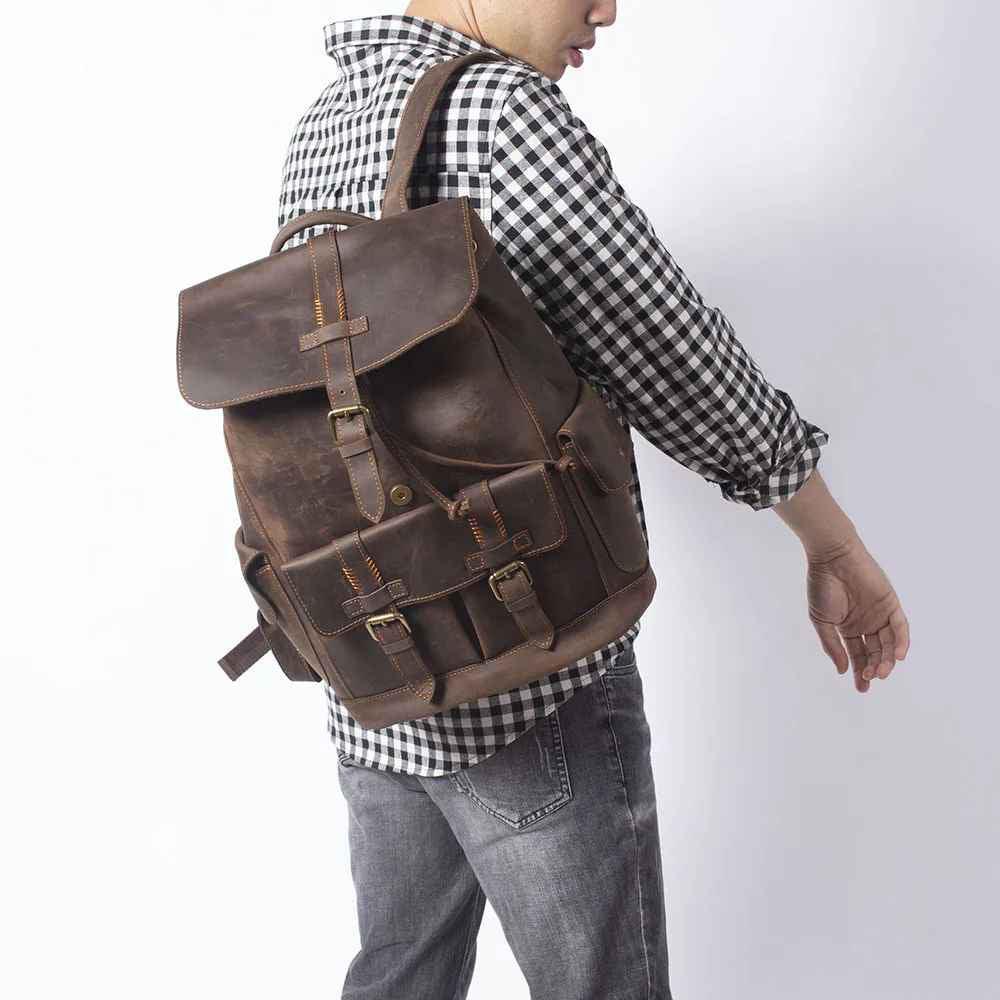 Heren Rugzak Vintage Stijl met Gespriem - Image 3