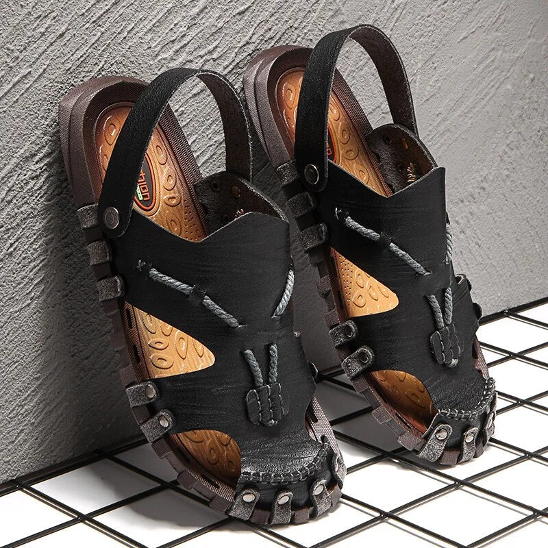 Heren Sandalen Echt Leer Tribaal Ontwerp met Comfortabele Inlegzool - Image 3