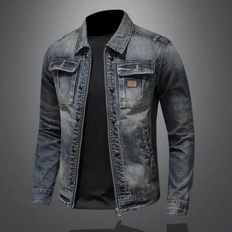 Heren Spijkerjack Knoopsluiting Denim - Image 5