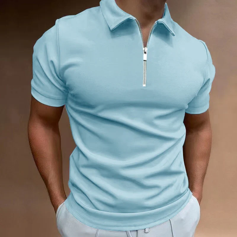 Heren T-shirt Korte Mouwen Halve Rits Casual Sportstijl - Image 2