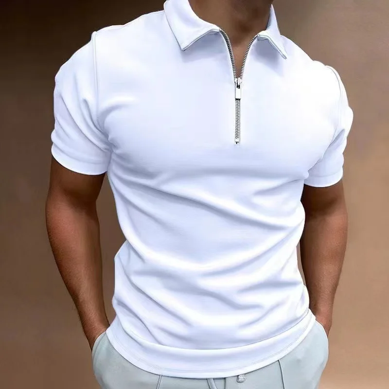 Heren T-shirt Korte Mouwen Halve Rits Casual Sportstijl - Image 4