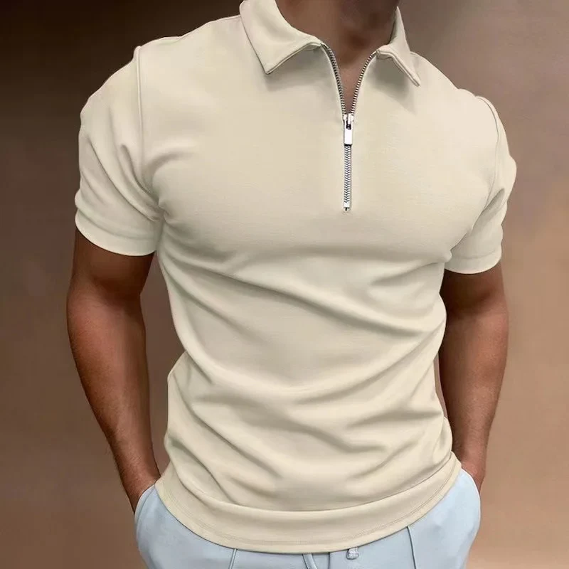 Heren T-shirt Korte Mouwen Halve Rits Casual Sportstijl - Image 5