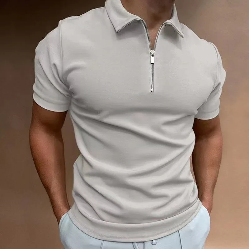 Heren T-shirt Korte Mouwen Halve Rits Casual Sportstijl - Image 6