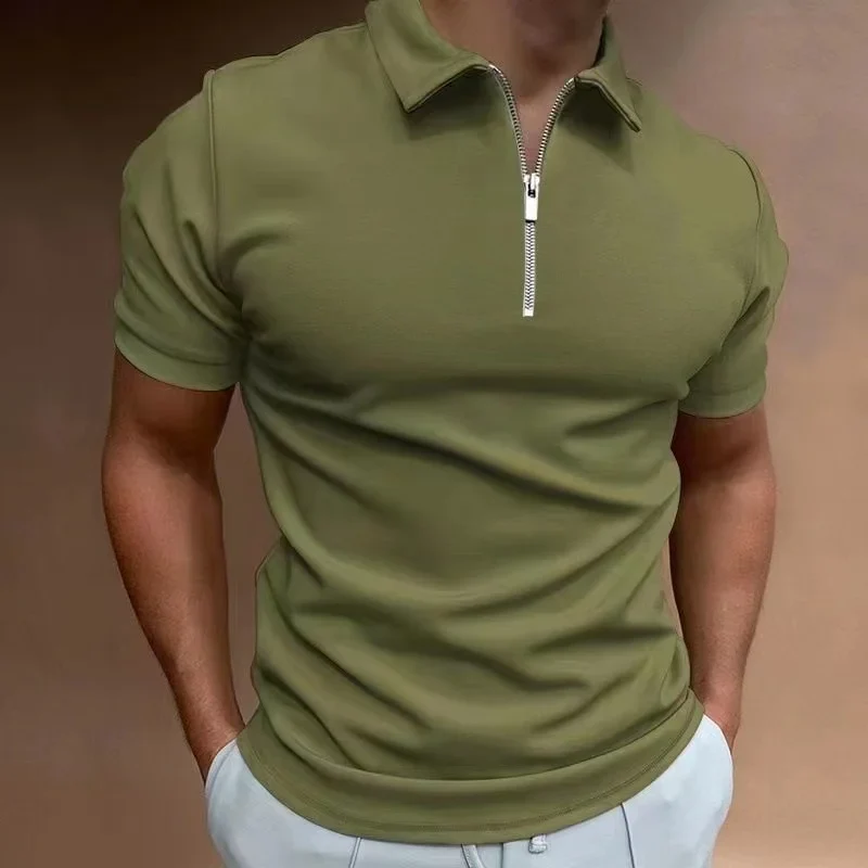 Heren T-shirt Korte Mouwen Halve Rits Casual Sportstijl - Image 8