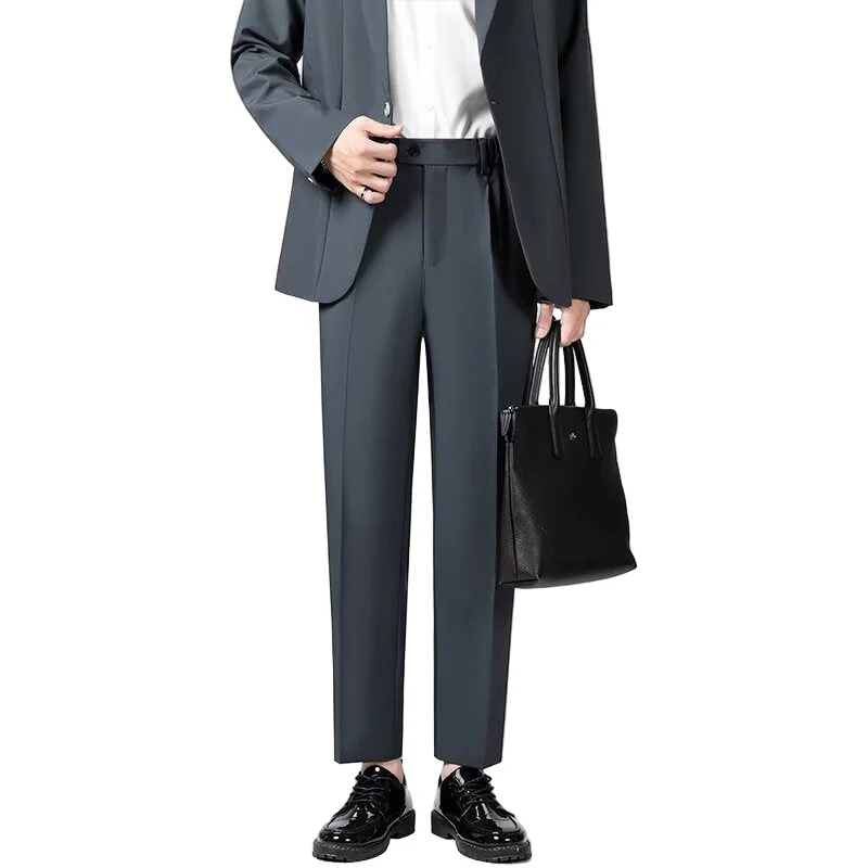 Heren Tailored Broek Slim Fit Wolmix Enkel Lengte