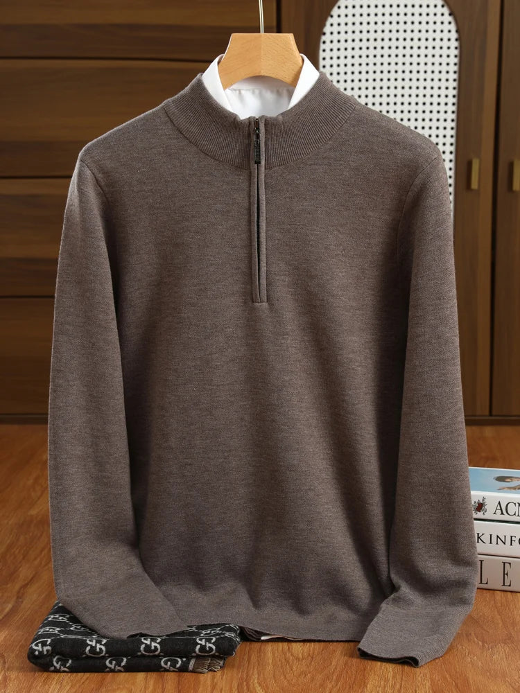 Heren Trui Casual Halflange Kraag Merino Wol - Image 3
