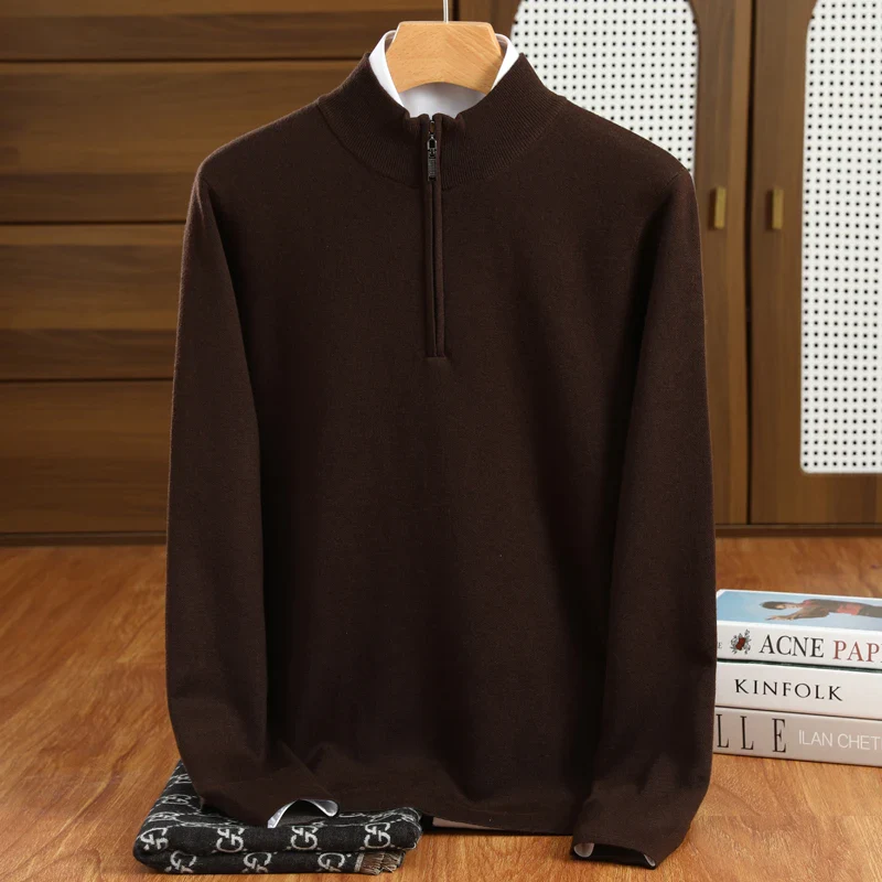 Heren Trui Casual Halflange Kraag Merino Wol - Image 6