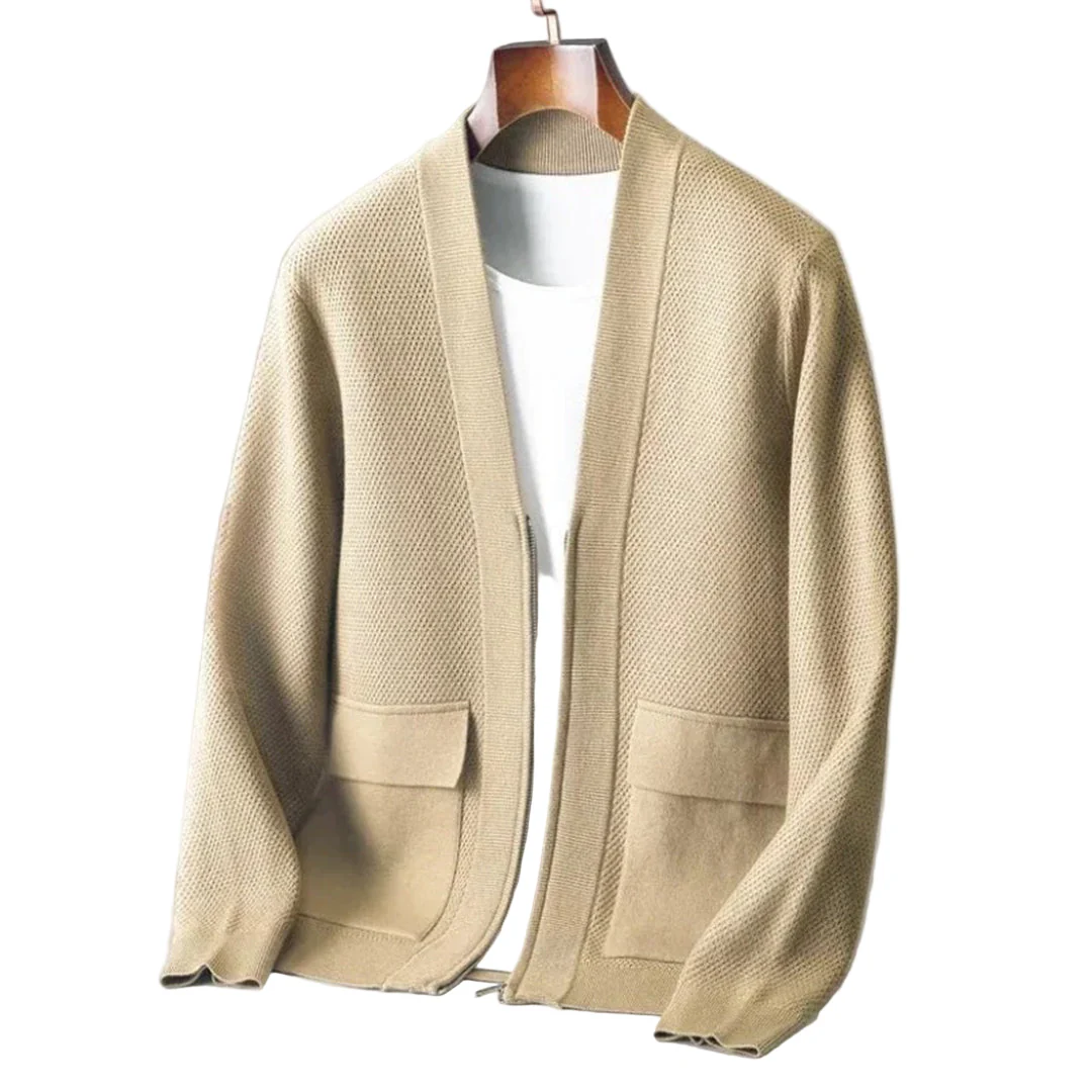 Heren Vest Gebreid Casual Stijl Met V-Hals en Voorzakken