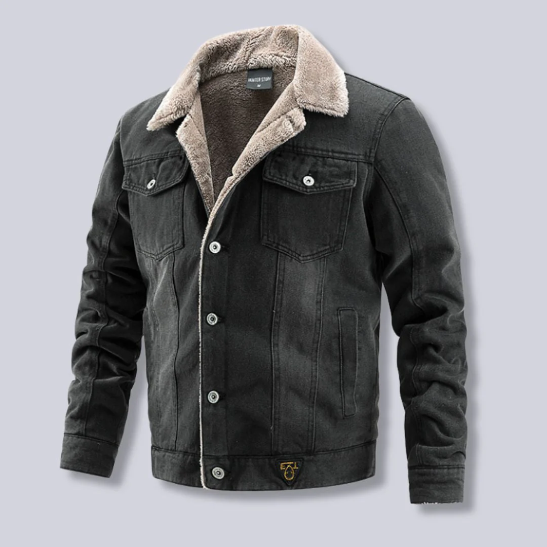 Heren Winterjas Casual Denim Met Gewatteerde Binnenvoering - Image 3