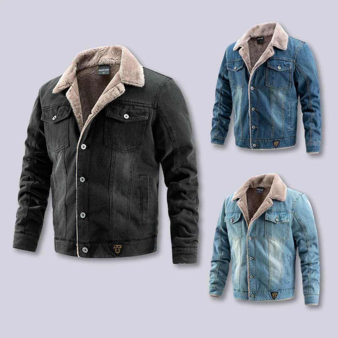 Heren Winterjas Casual Denim Met Gewatteerde Binnenvoering - Image 4