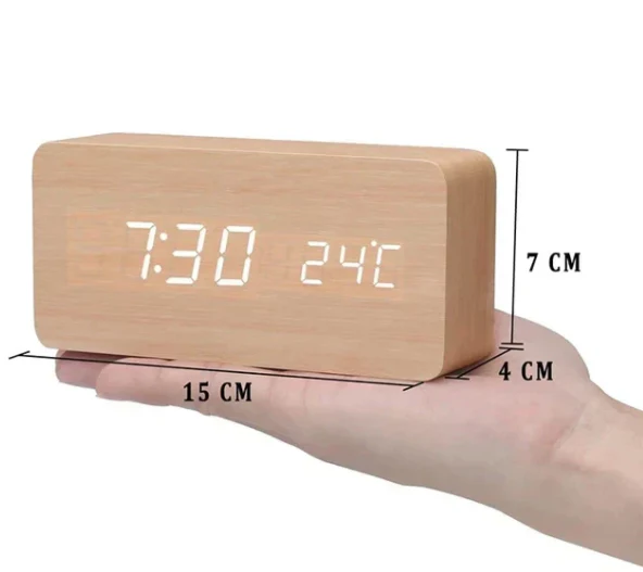 Houten LED Klok met Stemactivering - Image 11