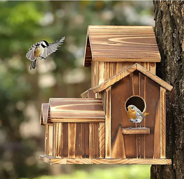 Houten Vogelhuisje voor Buiten met Ruim Interieur - Image 4
