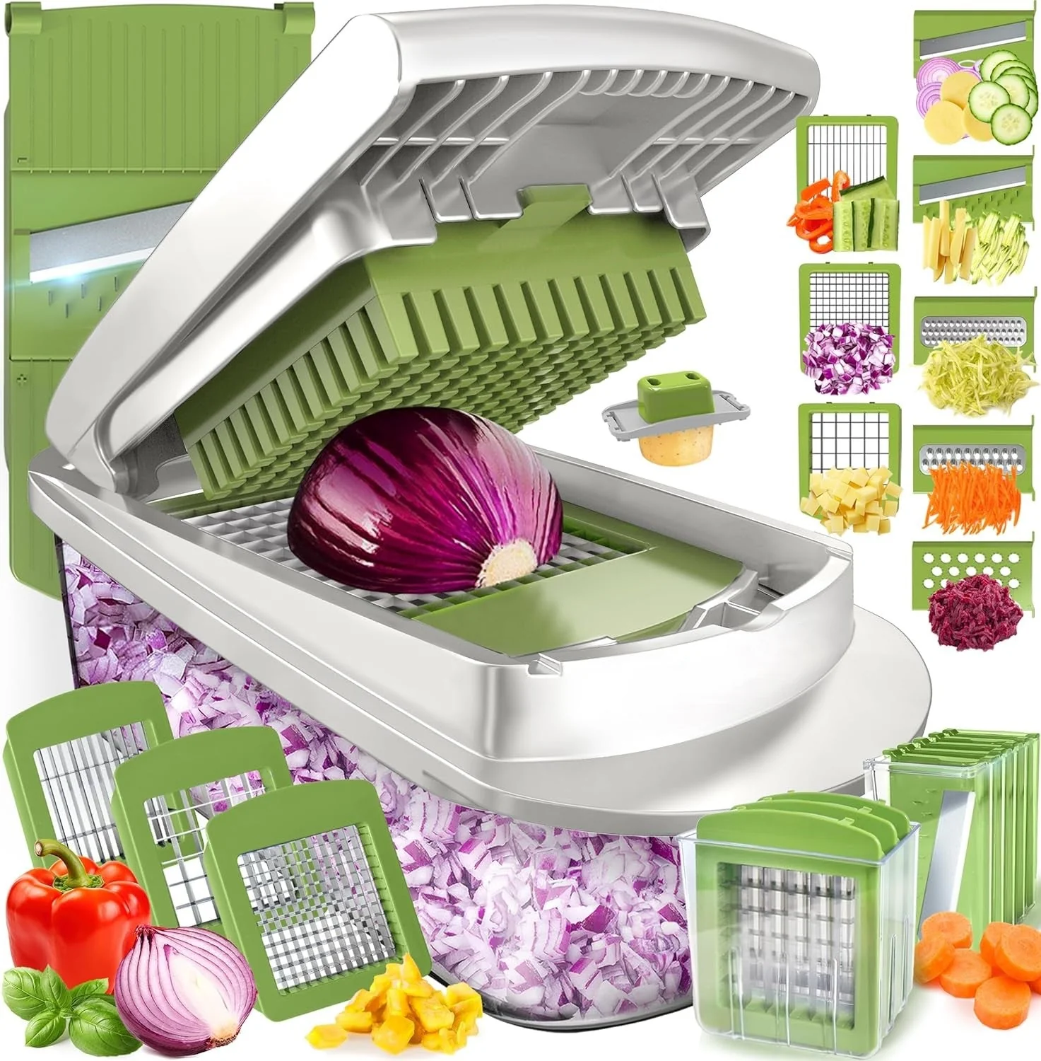Keuken Groentesnijder 10-in-1 met 8 Messen en Geïntegreerde Container - Image 2
