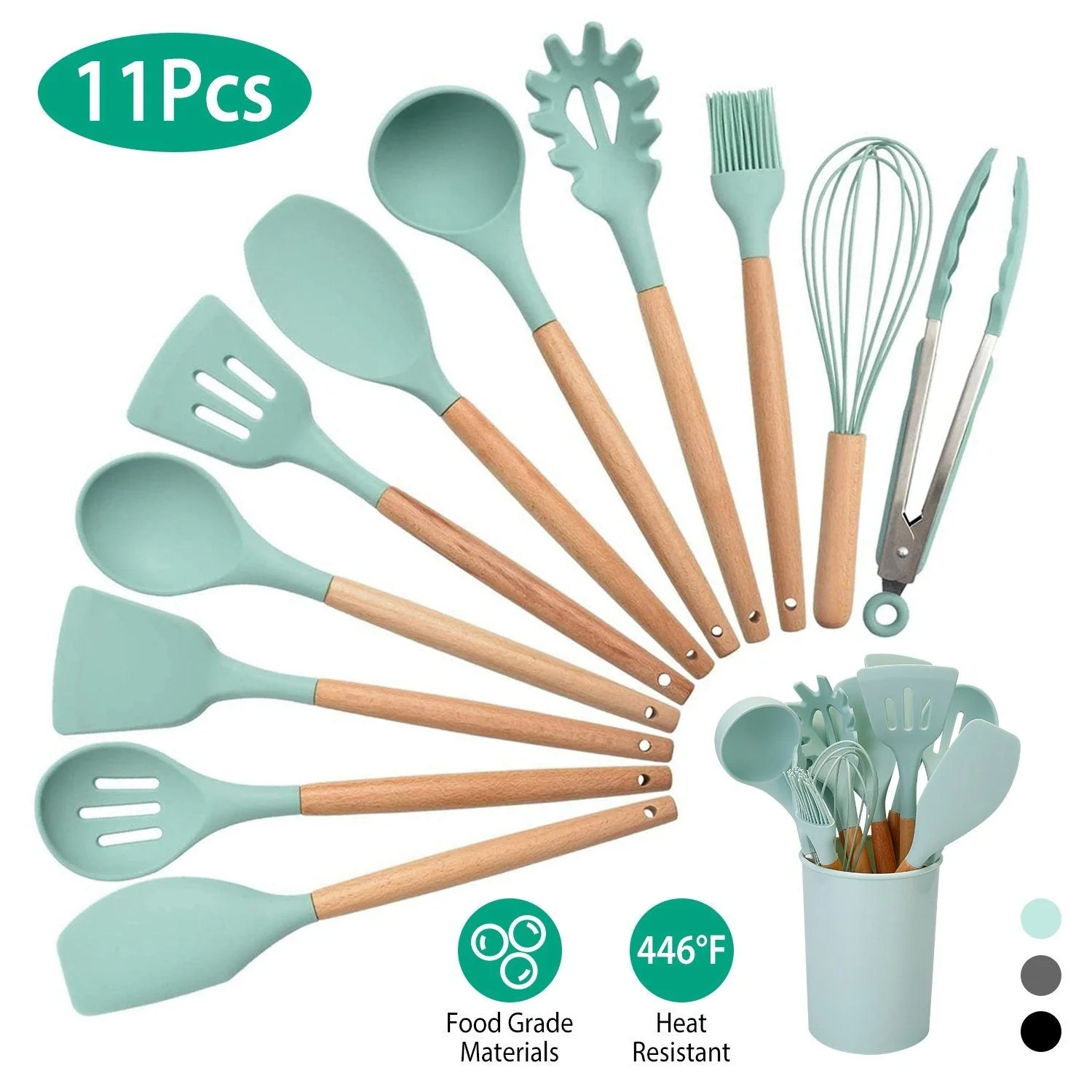 Keukengerei Houderset 11-delig Siliconen Keukengerei voor Koken en Bakken - Image 2
