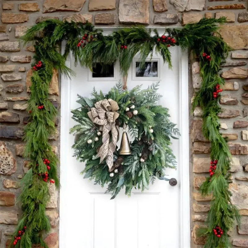 Kunstmatige Kerstkrans met Dennentakken en Jute Strik - Image 4