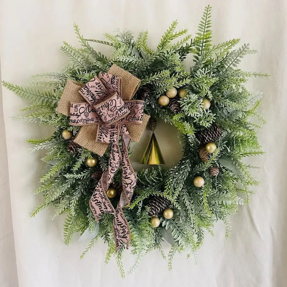 Kunstmatige Kerstkrans met Dennentakken en Jute Strik - Image 6