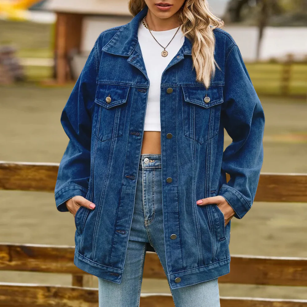 Lange Dames Jas Oversized Retro Denim Look voor Winter - Image 8
