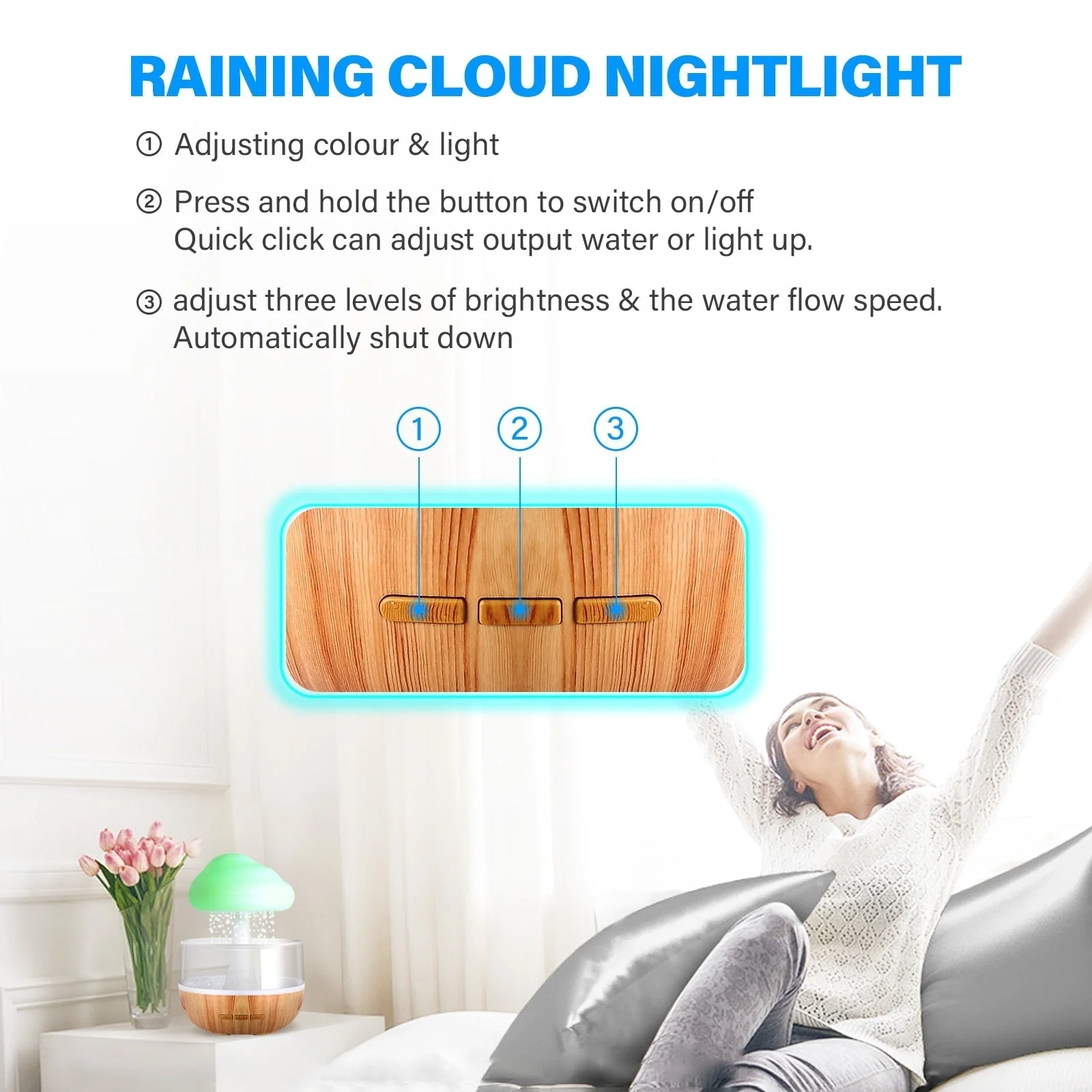 Luchtbevochtiger Zen Raining Cloud Design voor Slaapkamer en Woonkamer - Image 7