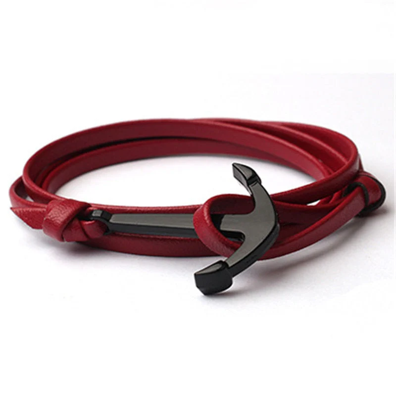 Mannen Leren Anker Armband - Image 5