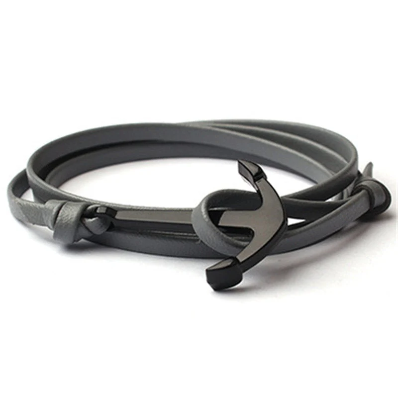 Mannen Leren Anker Armband - Image 6
