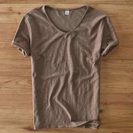 Mannen V-hals Linnen Katoenen Shirt - Image 14