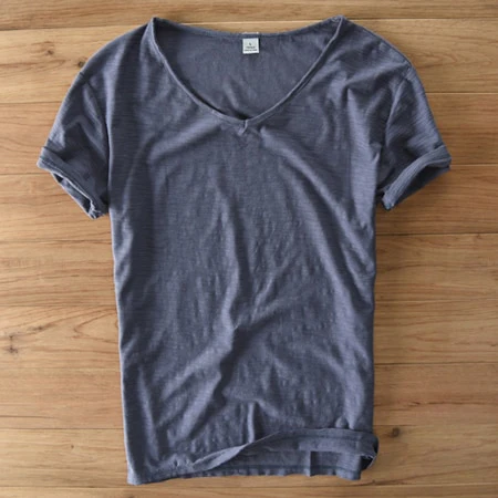Mannen V-hals Linnen Katoenen Shirt - Image 16