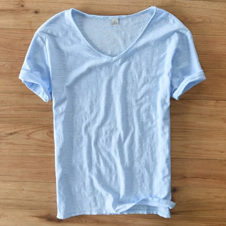 Mannen V-hals Linnen Katoenen Shirt - Image 17