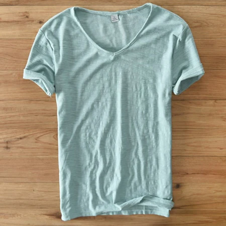 Mannen V-hals Linnen Katoenen Shirt - Image 18
