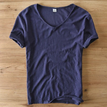 Mannen V-hals Linnen Katoenen Shirt - Image 19