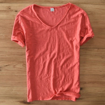 Mannen V-hals Linnen Katoenen Shirt - Image 20