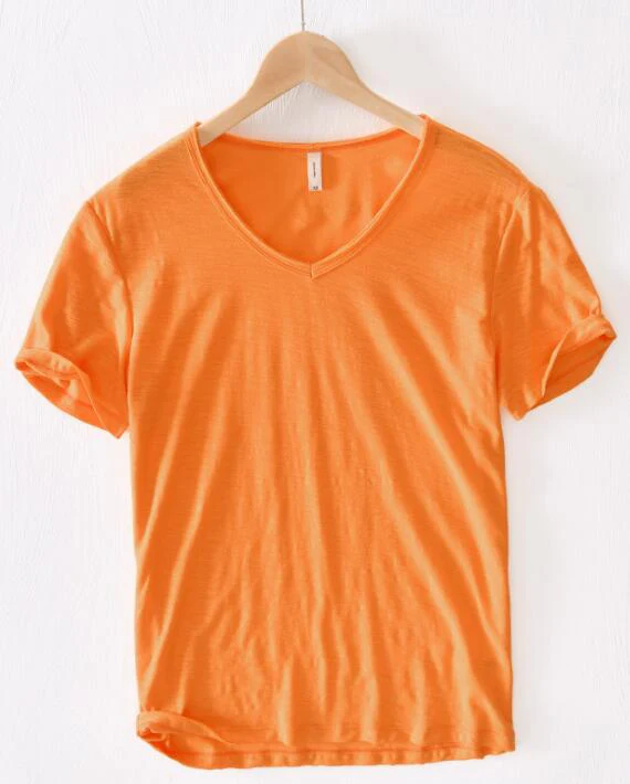 Mannen V-hals Linnen Katoenen Shirt - Image 22