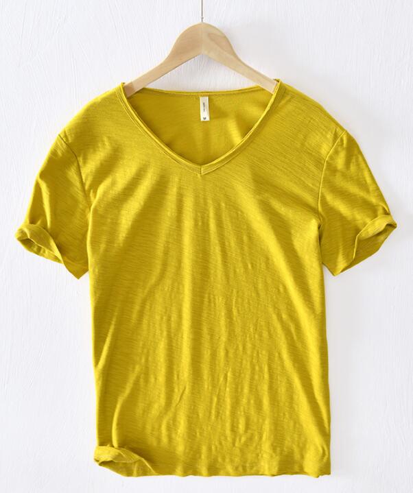 Mannen V-hals Linnen Katoenen Shirt - Image 23